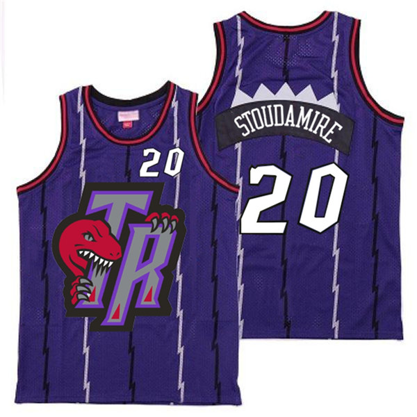 Personalized Raptors 20 Damon Stoudamire Purple Big Gray TR Logo Retro Jersey 12