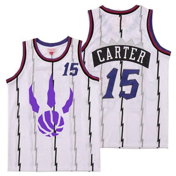 Personalized Raptors 15 Vince Carter White Logo Retro Jersey 5