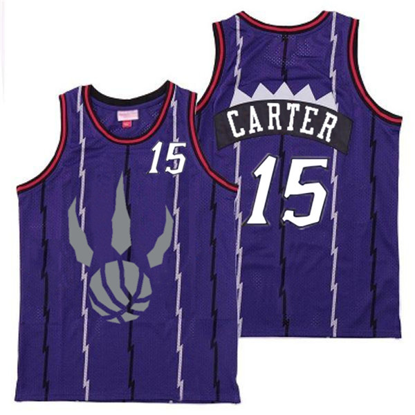 Personalized Raptors 15 Vince Carter Purple Gray Logo Retro Jersey 6