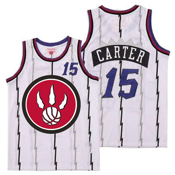 Personalized Raptors 15 Vince Carter White Red Big Logo Retro Jersey 4