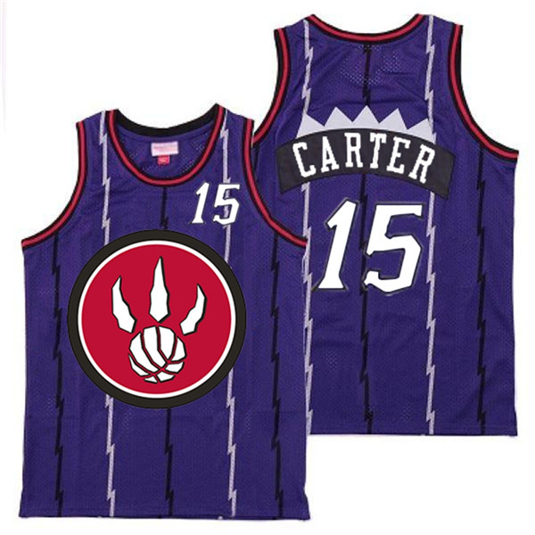 Personalized Raptors 15 Vince Carter Purple Red Big Logo Retro Jersey 4
