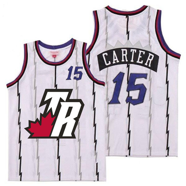 Personalized Raptors 15 Vince Carter White Big White TR Logo Retro Jersey 7