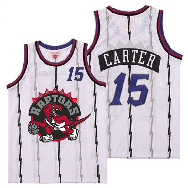 Personalized Raptors 15 Vince Carter White Big Gray Red Logo Retro Jersey 10