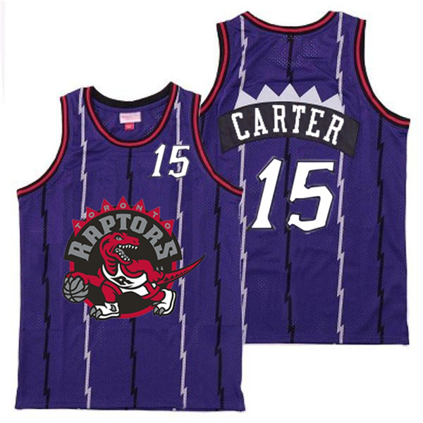 Personalized Raptors 15 Vince Carter Purple Big Gray Red Logo Retro Jersey 10