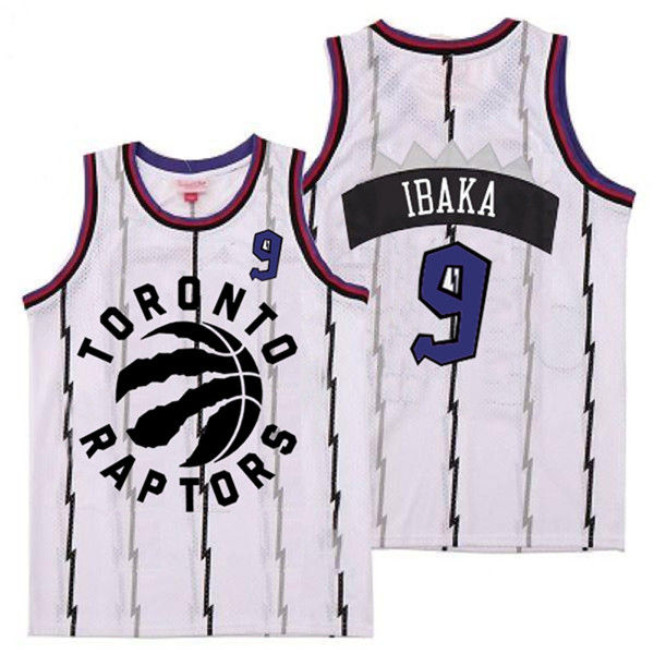 Personalized Raptors 9 Serge Ibaka White Retro Jersey 3