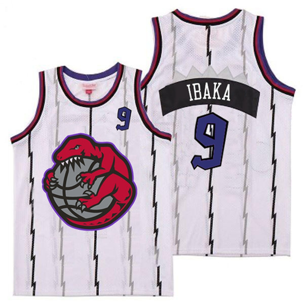Personalized Raptors 9 Serge Ibaka White Retro Jerseys 2