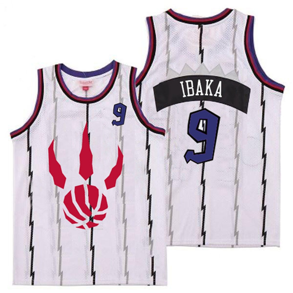 Personalized Raptors 9 Serge Ibaka White Throwback Jerseys