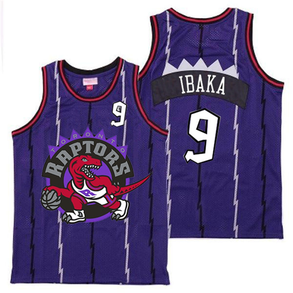 Personalized Raptors 9 Serge Ibaka Purple Big Logo Retro Jersey 9