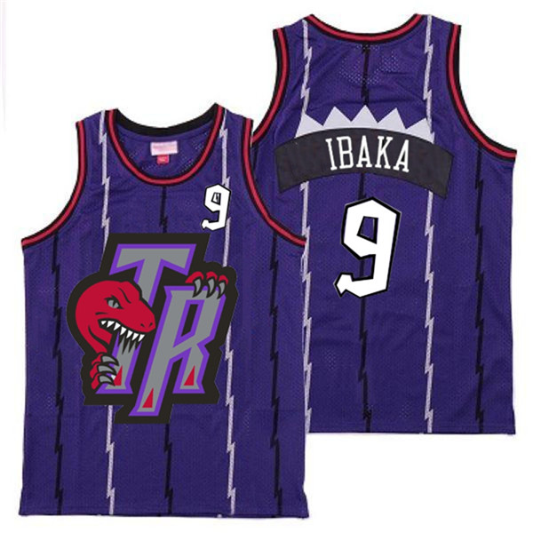 Personalized Raptors 9 Serge Ibaka Purple Big Gray TR Logo Retro Jersey 10
