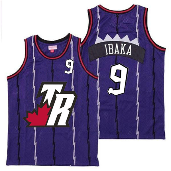 Personalized Raptors 9 Serge Ibaka Purple Big White TR Logo Retro Jersey 8