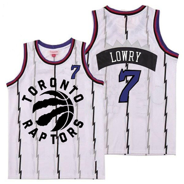 Personalized Raptors 7 Kyle Lowry White Retro Jersey 3