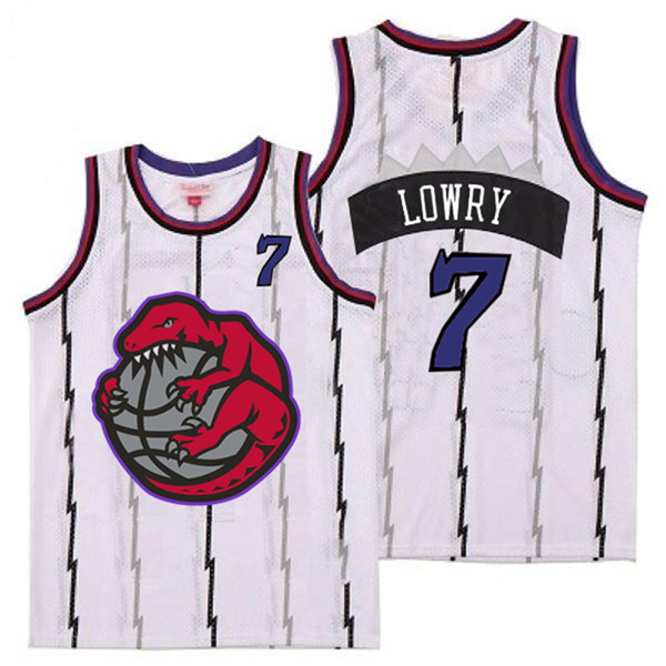 Personalized Raptors 7 Kyle Lowry White Retro Jerseys 2