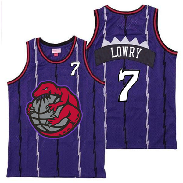 Personalized Raptors 7 Kyle Lowry Purple Retro Jerseys 3