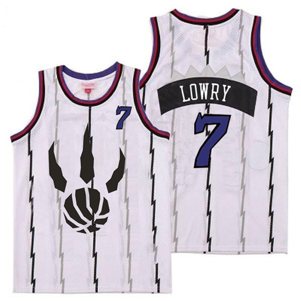 Personalized Raptors 7 Kyle Lowry White Throwback Jersey 1