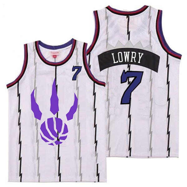Personalized Raptors 7 Kyle Lowry White Logo Retro Jersey 5