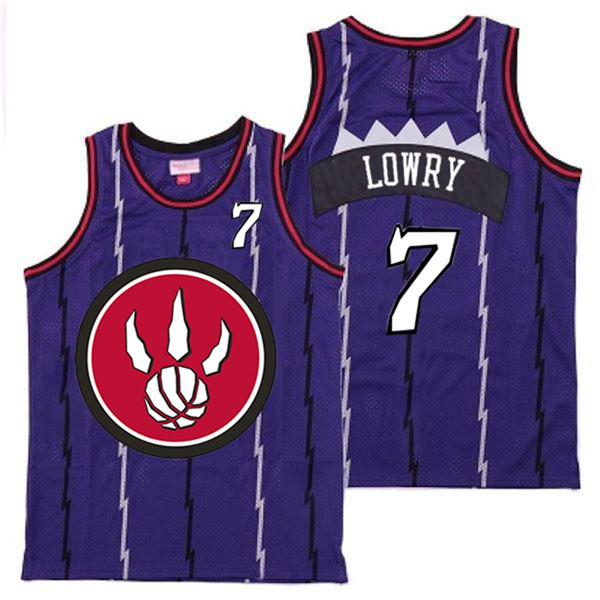 Personalized Raptors 7 Kyle Lowry Purple Red Big Logo Retro Jersey 5