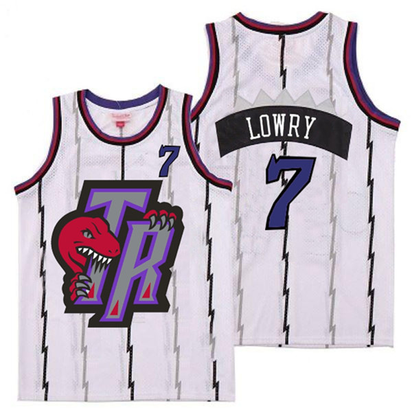 Personalized Raptors 7 Kyle Lowry White Big Gray TR Logo Retro Jersey 9