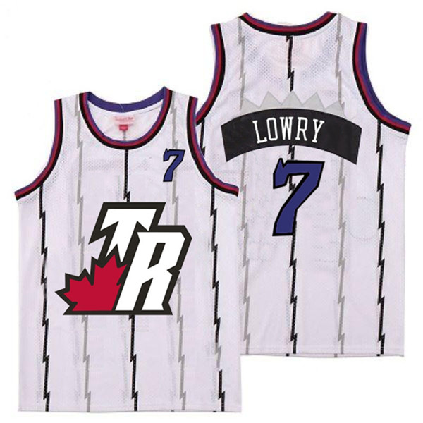 Personalized Raptors 7 Kyle Lowry White Big White TR Logo Retro Jersey 7