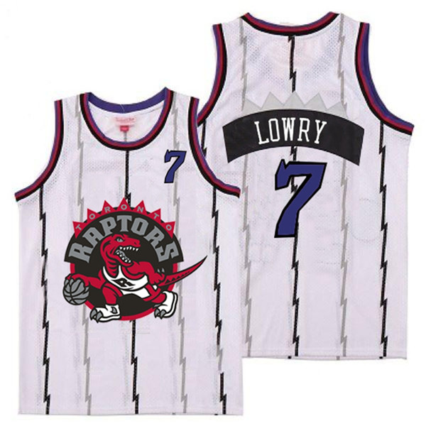 Personalized Raptors 7 Kyle Lowry White Big Gray Red Logo Retro Jersey 11