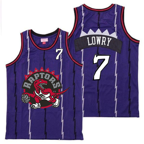 Personalized Raptors 7 Kyle Lowry Purple Big Gray Red Logo Retro Jersey 11