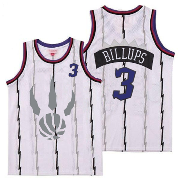 Personalized Raptors 3 Chauncey Billups White Gray Logo Retro Jersey 5