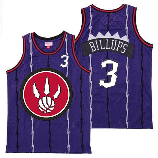 Personalized Raptors 3 Chauncey Billups Purple Red Big Logo Retro Jersey 4