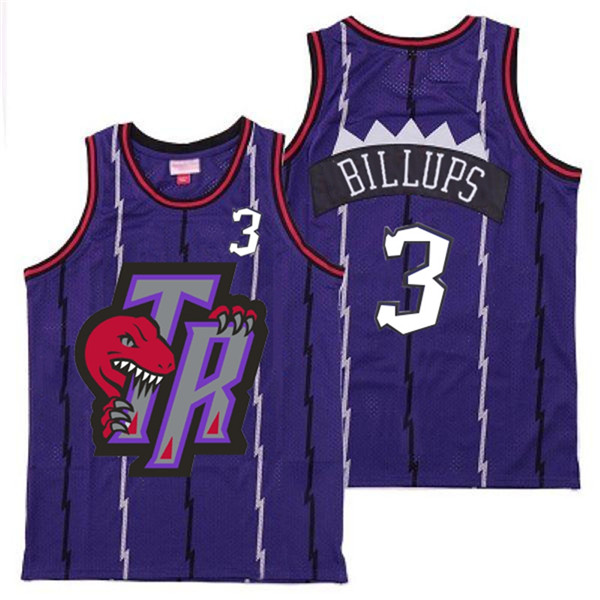 Personalized Raptors 3 Chauncey Billups Purple Big Gray TR Logo Retro Jersey