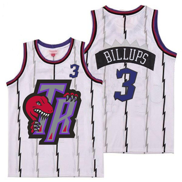 Personalized Raptors 3 Chauncey Billups White Big Gray TR Logo Retro Jersey 8