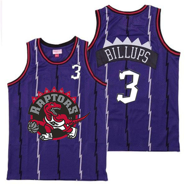 Personalized Raptors 3 Chauncey Billups Purple Big Gray Red Logo Retro Jersey 8