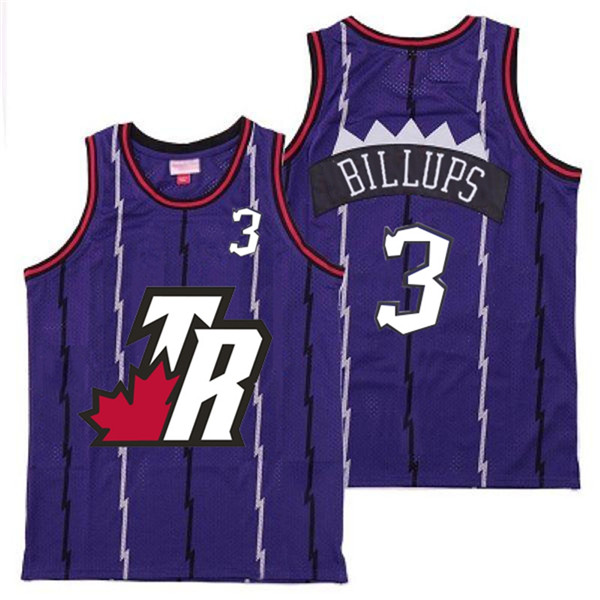 Personalized Raptors 3 Chauncey Billups Purple Big White TR Logo Retro Jersey 6