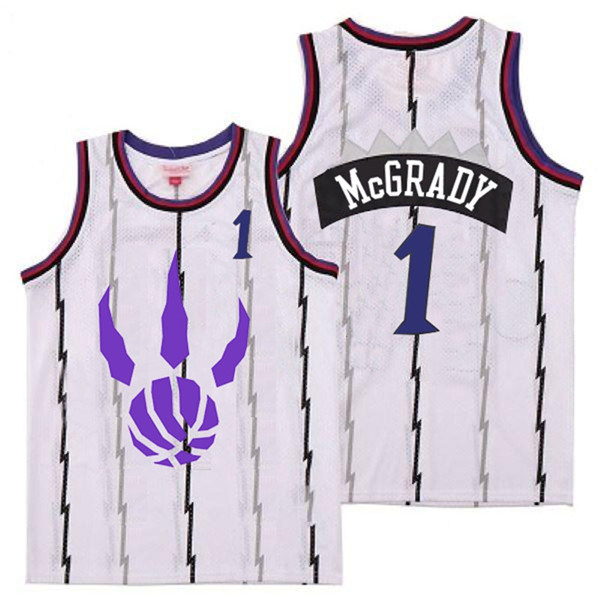 Personalized Raptors 1 Tracy McGrady White Logo Retro Jersey 5