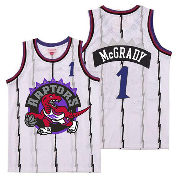 Personalized Raptors 1 Tracy McGrady White Big Logo Retro Jersey 8