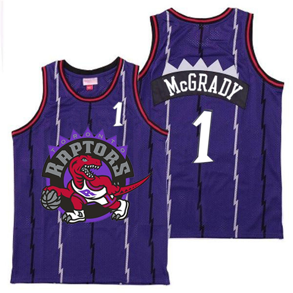 Personalized Raptors 1 Tracy McGrady Purple Big Logo Retro Jersey 7