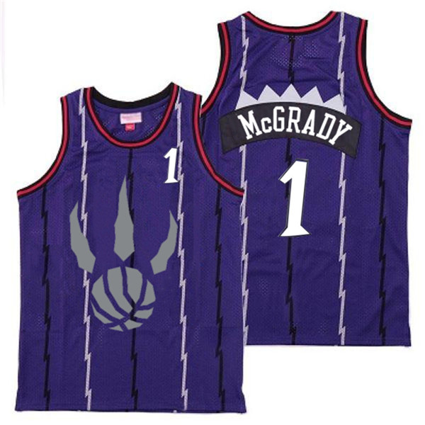 Personalized Raptors 1 Tracy McGrady Purple Gray Logo Retro Jersey 6