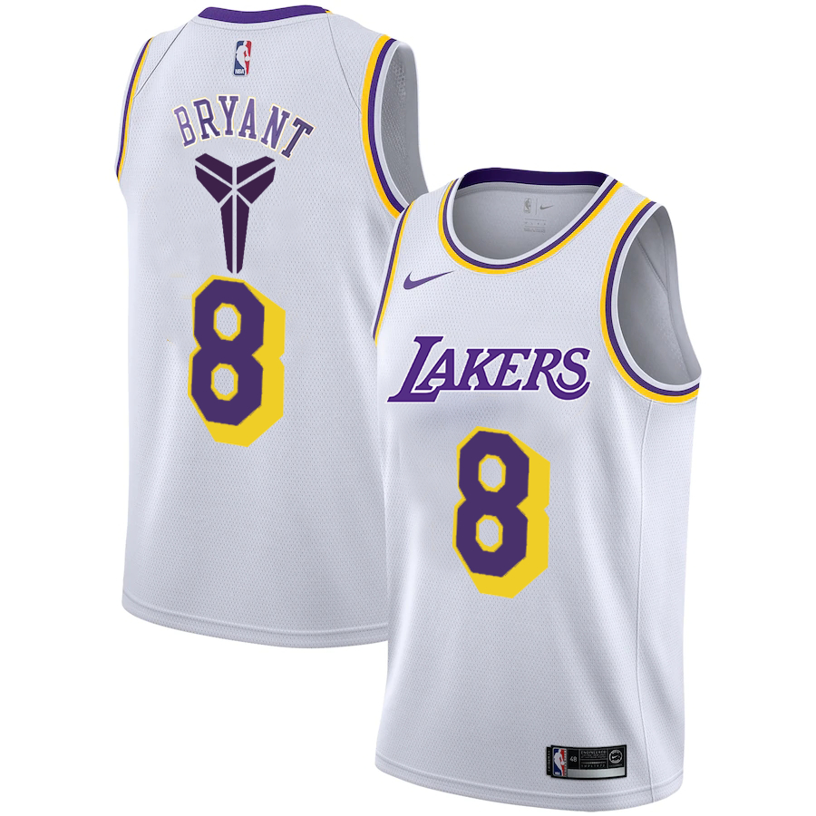 Personalized Lakers 8 Kobe Bryant White Swingman Jersey
