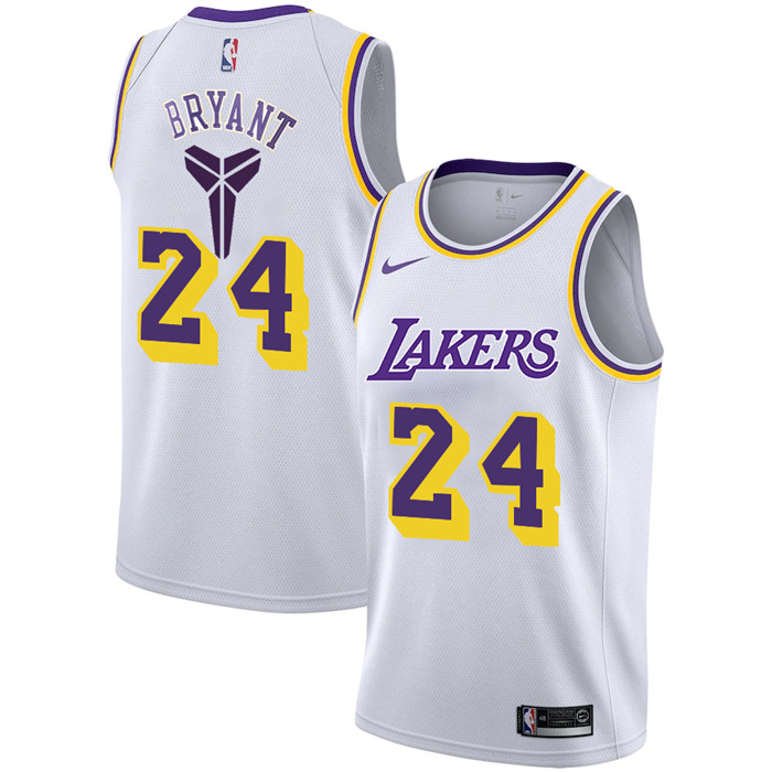 Personalized Lakers 24 Kobe Bryant White Swingman Jersey
