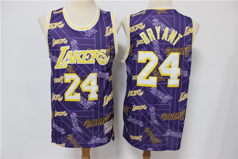Personalized Lakers 24 Kobe Bryant Purple Tear Up Pack Hardwood Classics Swingman Jersey