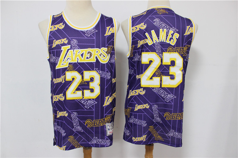 Personalized Lakers 23 Lebron James Purple Tear Up Pack Hardwood Classics Swingman Jersey