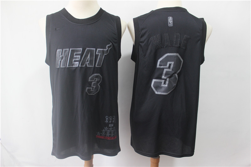 Personalized Heat 3 Dwyane Wade Black Swingman MVP Jersey