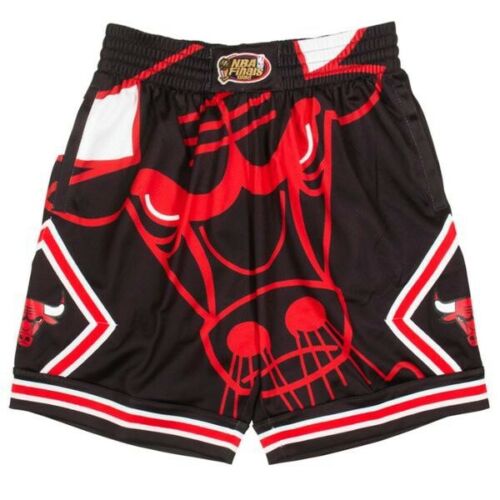 Personalized Bulls Black Big Face NBA Finals 1996 Patch Hardwood Classics Shorts