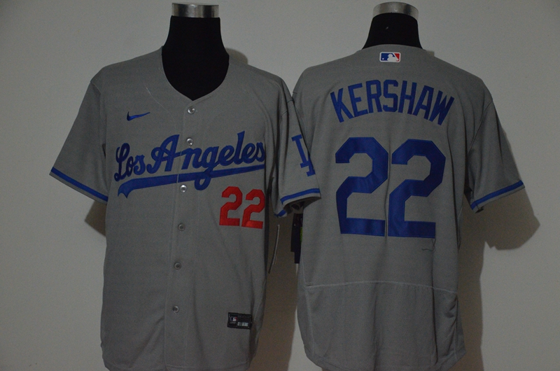 Personalized Dodgers 22 Clayton Kershaw Gray 2020 Flexbase Jersey