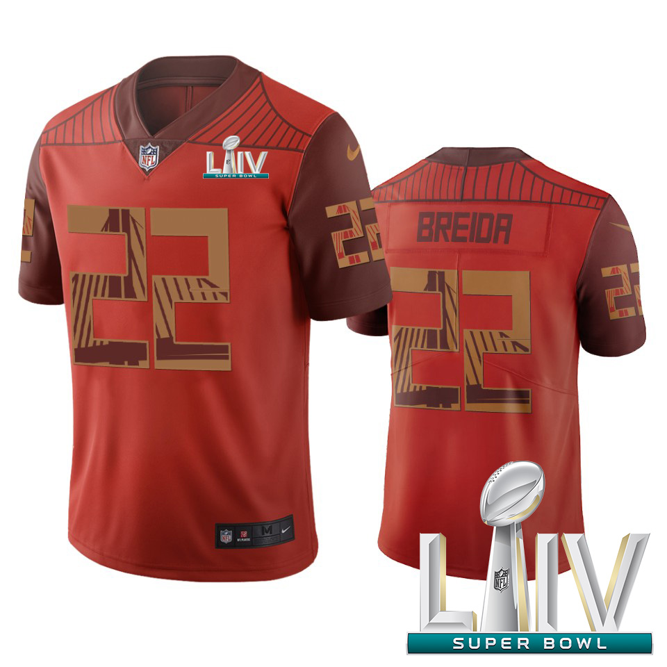 Personalized San Francisco 49ers #22 Matt Breida Orange Super Bowl LIV 2020 Limited City Edition NFL Jersey