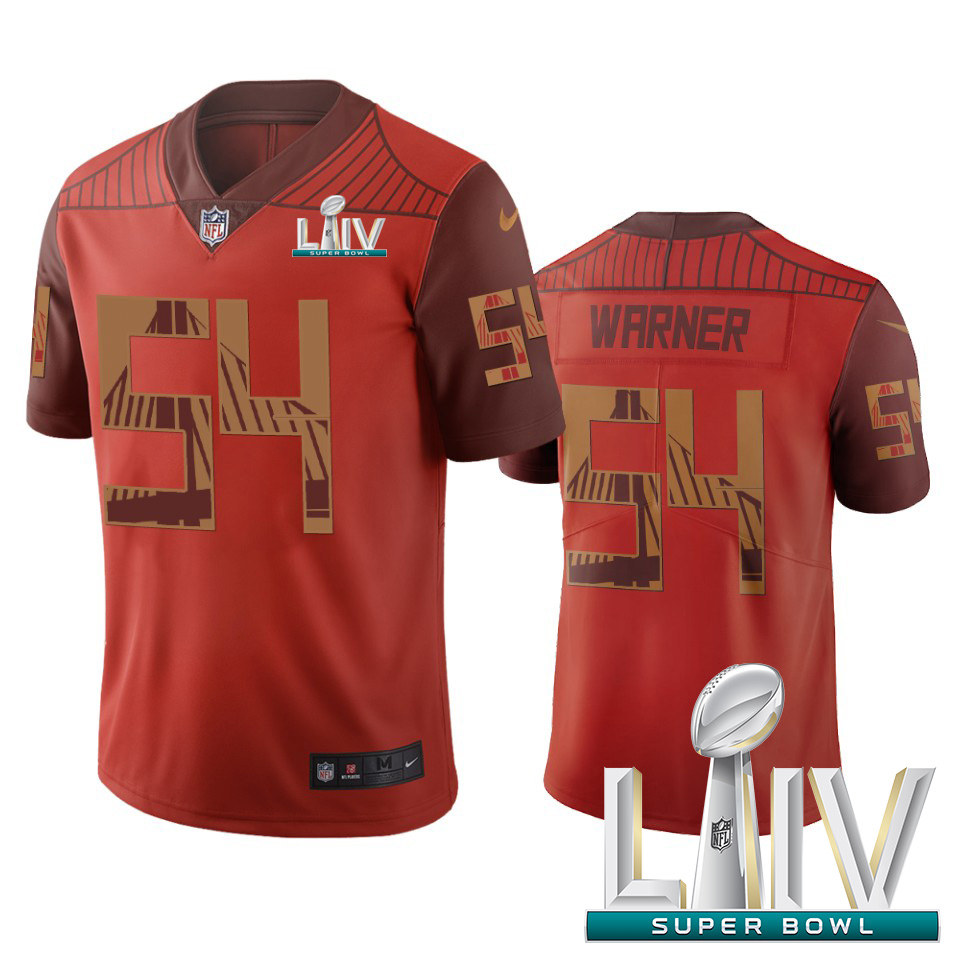 Personalized San Francisco 49ers #54 Fred Warner Orange Super Bowl LIV 2020 Limited City Edition NFL Jersey