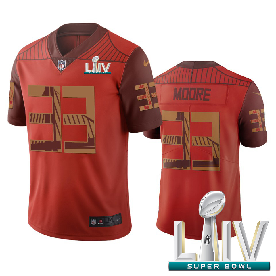 Personalized San Francisco 49ers #33 Tarvarius Moore Orange Super Bowl LIV 2020 Limited City Edition NFL Jersey