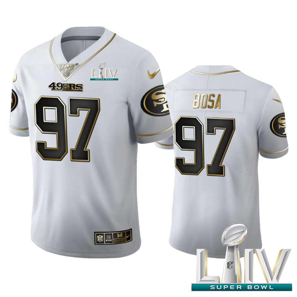 Personalized San Francisco 49ers #97 Nick Bosa Men’s White Golden Super Bowl LIV 2020 Edition Limited NFL 100 Jersey