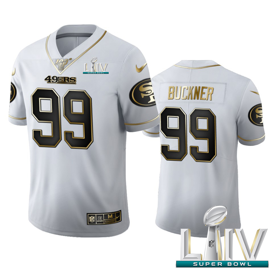 Personalized San Francisco 49ers #99 DeForest Buckner Men’s White Golden Super Bowl LIV 2020 Edition Limited NFL 100 Jersey