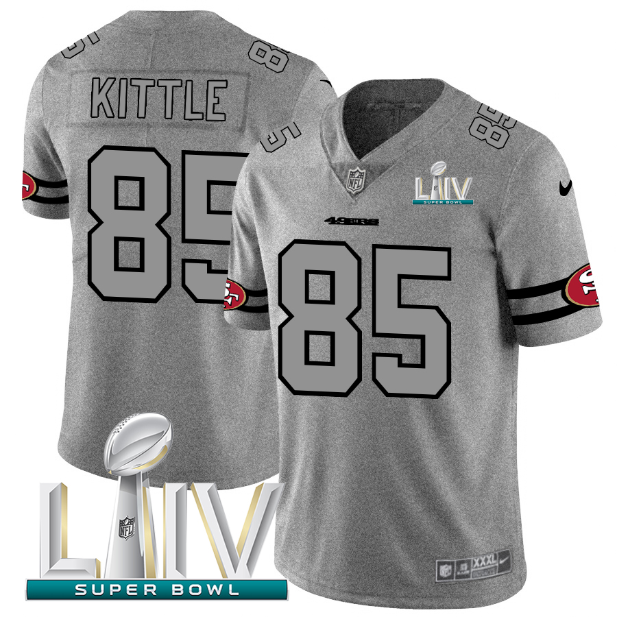Personalized San Francisco 49ers #85 George Kittle Men’s Gray Super Bowl LIV 2020 Gridiron II Untouchable Limited NFL Jersey
