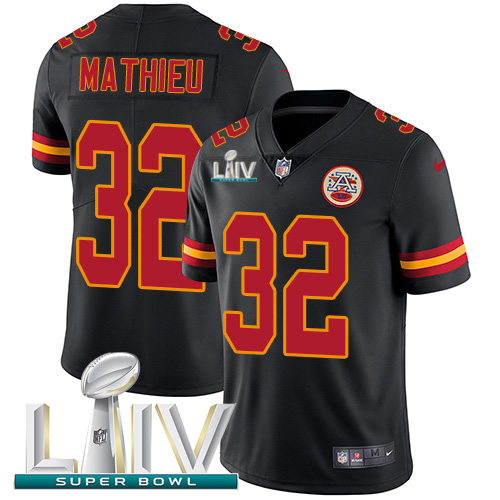Personalized Chiefs #32 Tyrann Mathieu Black Super Bowl LIV 2020 Men’s Stitched NFL Limited Rush Jersey