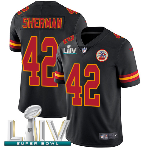 Personalized Chiefs #42 Anthony Sherman Black Super Bowl LIV 2020 Men’s Stitched NFL Limited Rush Jersey
