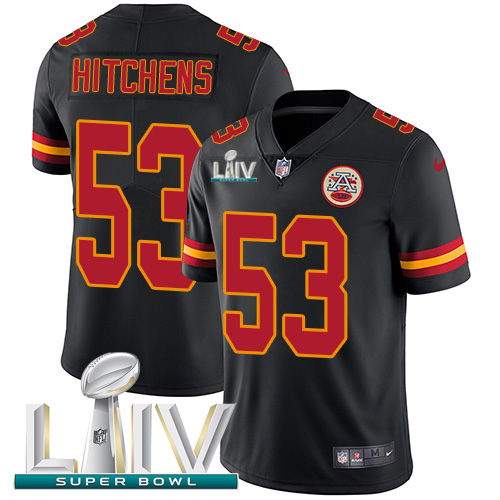 Personalized Chiefs #53 Anthony Hitchens Black Super Bowl LIV 2020 Men’s Stitched NFL Limited Rush Jersey